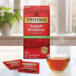 Twinings Classic Decaffeinated English Breakfast Tea, 25/Box (TNA51727)