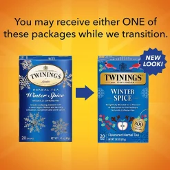 Twinings Decaf Winter Spice Herbal Tea Bags, 20/Box (F07058)