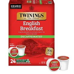 Twinings English Breakfast Decaf Black Tea, Keurig® K-Cup® Pods, 24/Box (TNA85784)