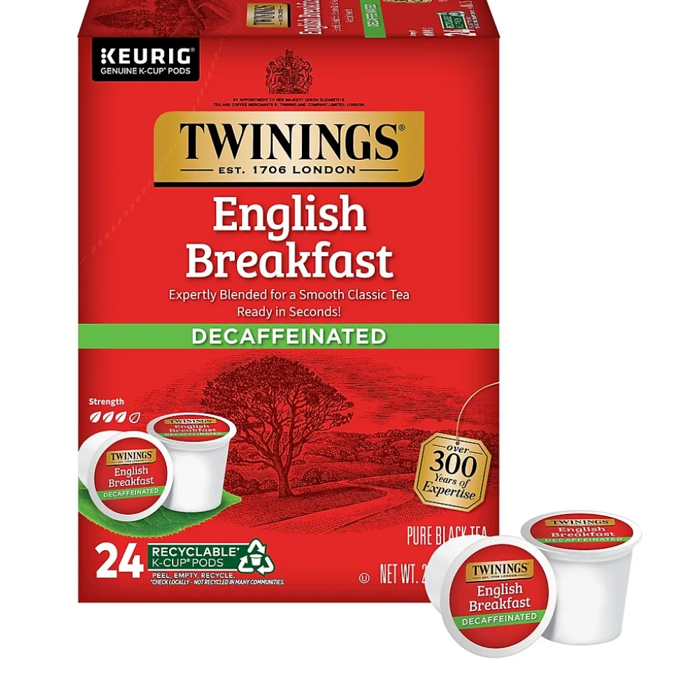 Twinings English Breakfast Decaf Black Tea, Keurig® K-Cup® Pods, 24/Box (TNA85784)