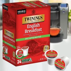 Twinings English Breakfast Decaf Black Tea, Keurig® K-Cup® Pods, 24/Box (TNA85784)