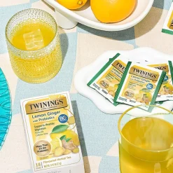 Twinings Probiotics Lemon and Ginger Herbal Tea Bags, 18/Box (F16483)
