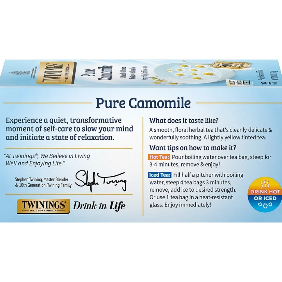 Twinings Pure Camomile Herbal Tea Bags, 25/Box (TNA85142)
