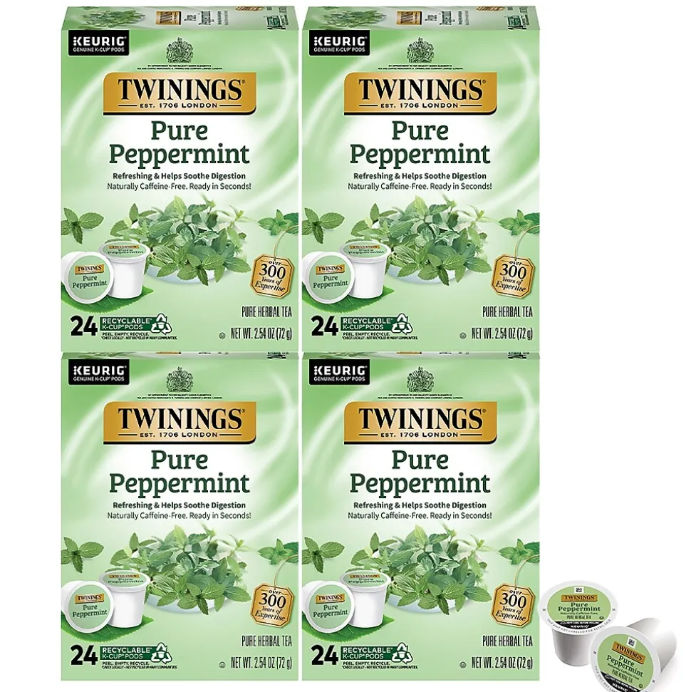 Twinings Pure Peppermint Herbal Tea, Keurig® K-Cup® Pods, 96/Carton (TNA85813CT)