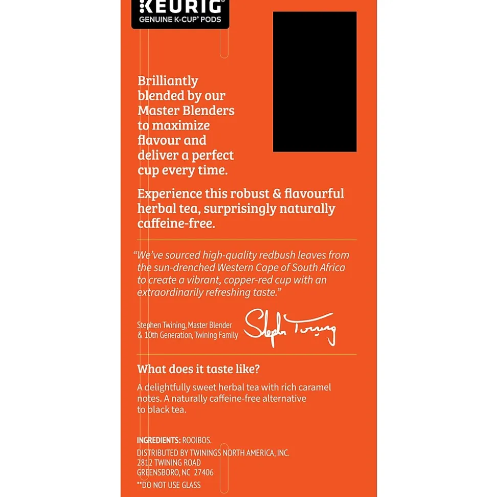 Twinings Pure Rooibos Red Herbal Tea, Keurig® K-Cup® Pods, 24/Box (TNA85791)