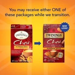 Twinings Winter Teas Pumpkin Spice, Chai, 20/Box (TNA51382)