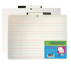Two-Sided Rectangular, Primary Ruled/Blank Dry Erase Whiteboard, With Marker, 9" x 12", Pack of 3 (FLP19034-3)