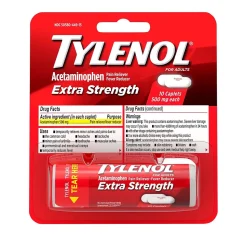 Tylenol Extra Strength Caplets, Fever Reducer and Pain Reliever, 500 mg, 10 Count (703662)