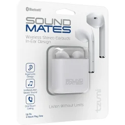 Tzumi SoundMates Wireless Bluetooth Earbuds with Protective Charging Case, White (5761)