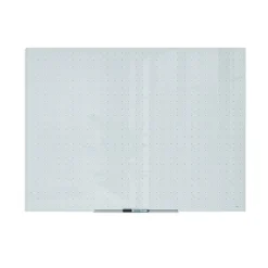 U Brands Floating Glass Ghost Grid Dry Erase Board, Frameless, 4' x 3' (2799U00-01)