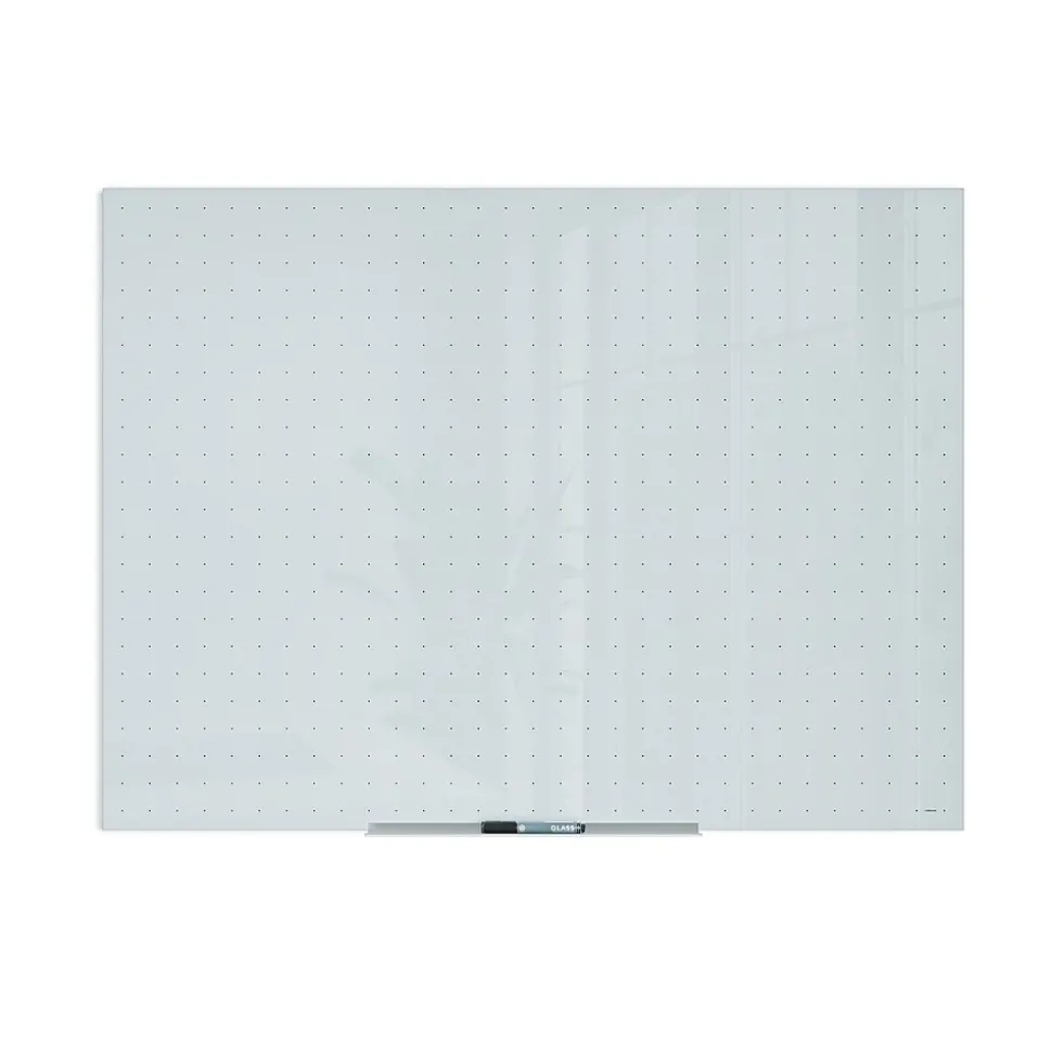 U Brands Floating Glass Ghost Grid Dry Erase Board, Frameless, 4' x 3' (2799U00-01)