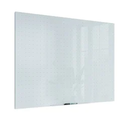 U Brands Floating Glass Ghost Grid Dry Erase Board, Frameless, 4' x 3' (2799U00-01)