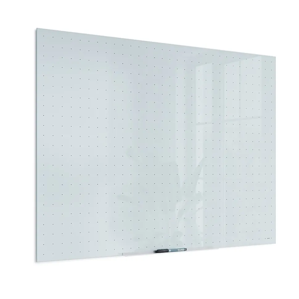 U Brands Floating Glass Ghost Grid Dry Erase Board, Frameless, 4' x 3' (2799U00-01)