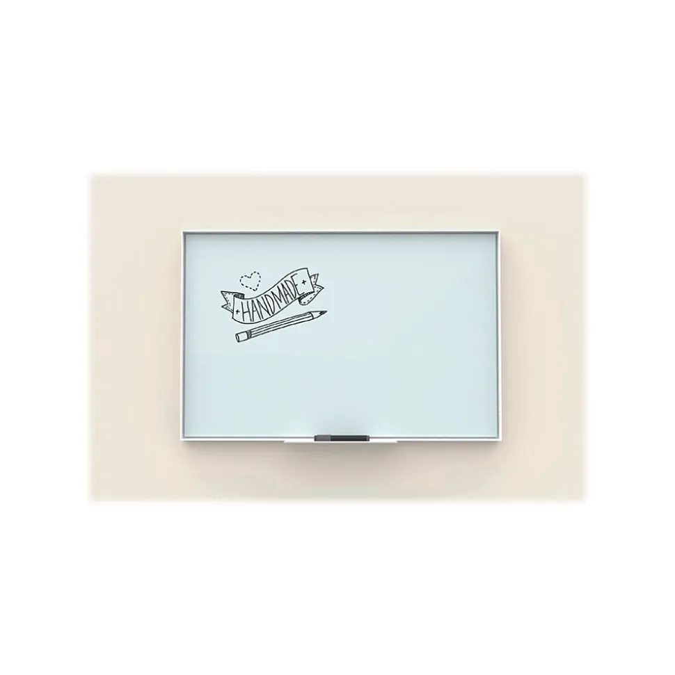 U Brands Glass Dry-Erase Whiteboard, Aluminum Frame, 6' x 4' (2827U00-01)