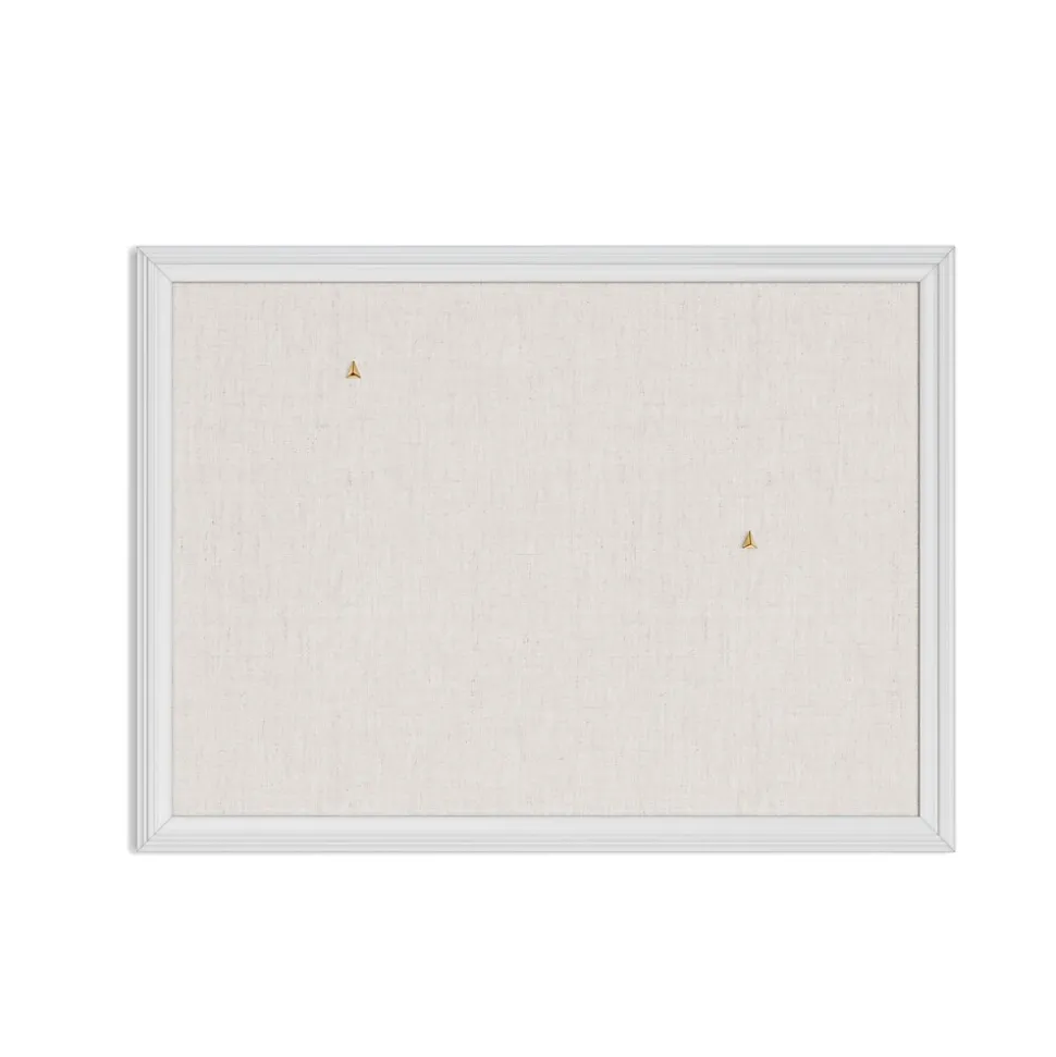 U Brands Linen Bulletin Board, 23" x 17", White Décor Frame