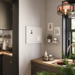 U Brands Linen Bulletin Board, 23" x 17", White Décor Frame