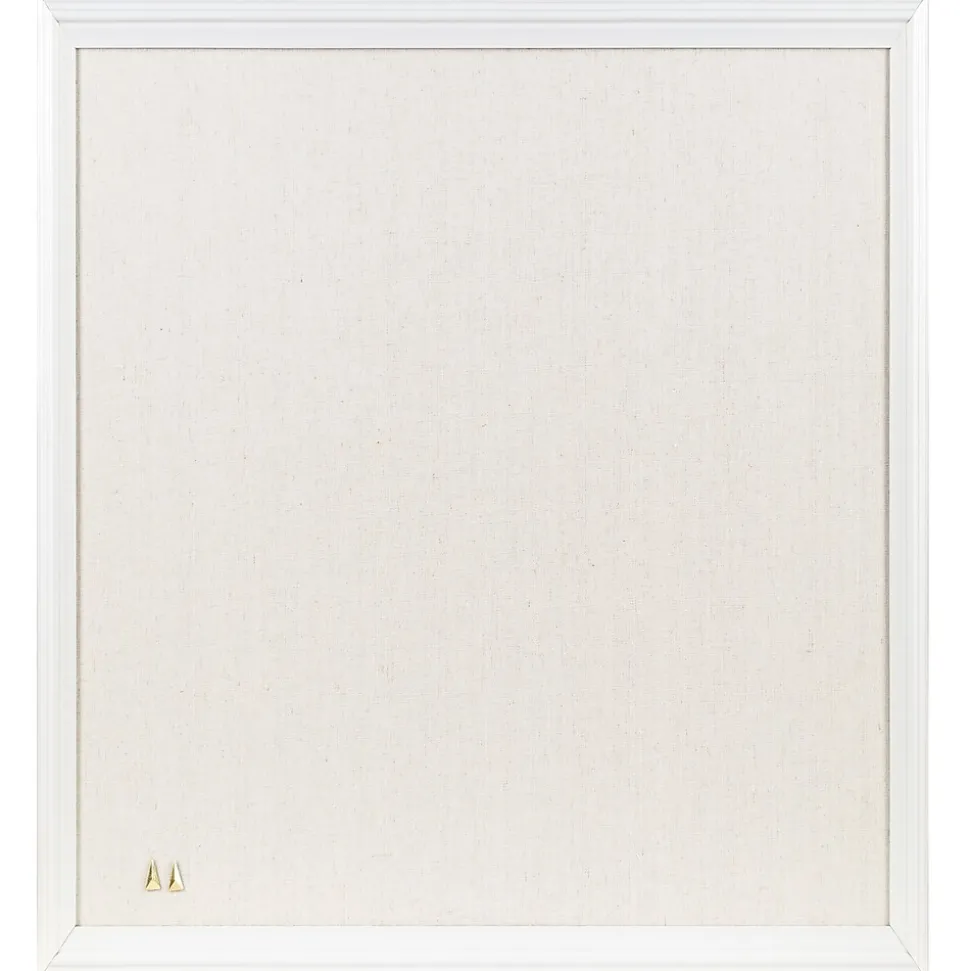 U Brands Linen Bulletin Board, 23" x 17", White Décor Frame
