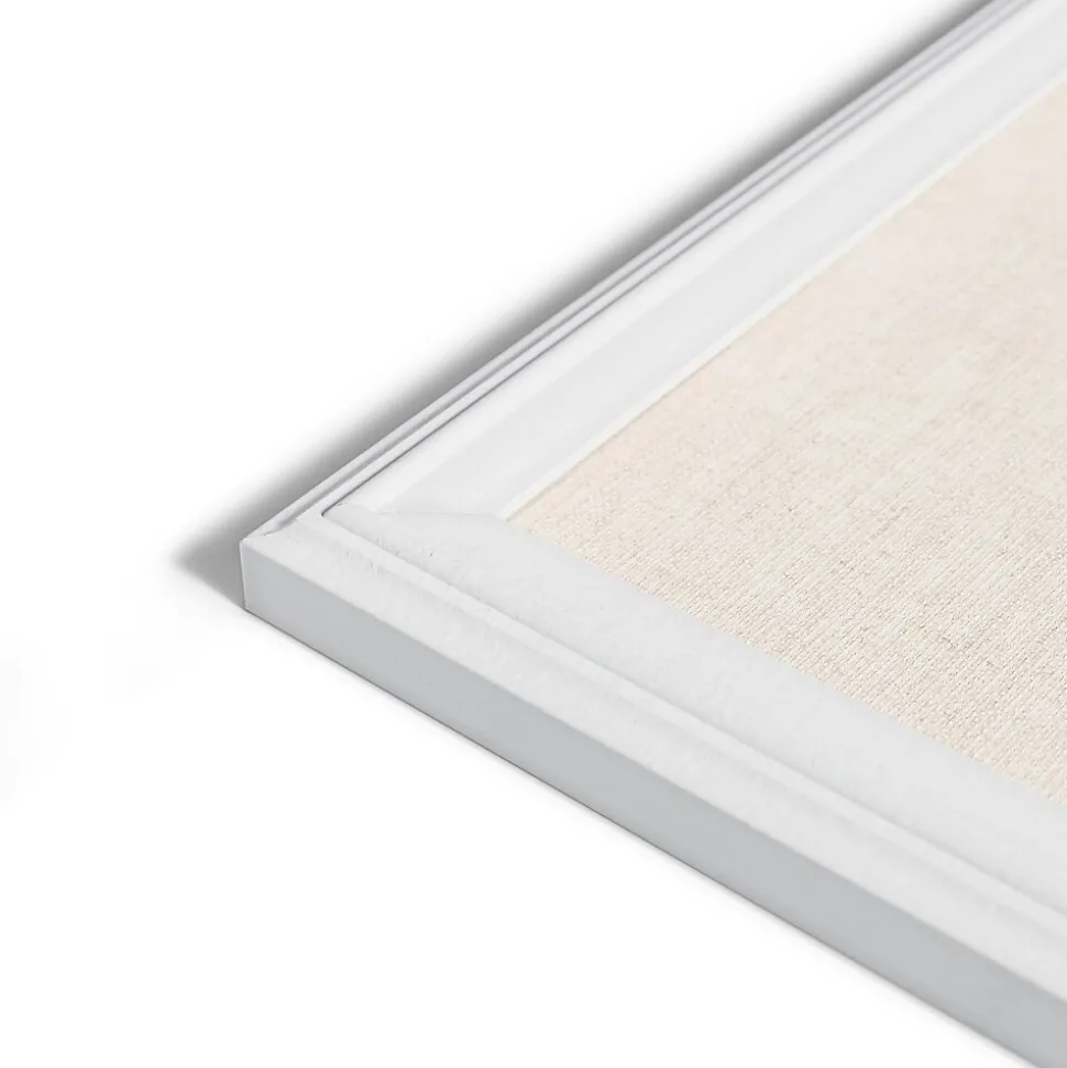 U Brands Linen Bulletin Board, 23" x 17", White Décor Frame