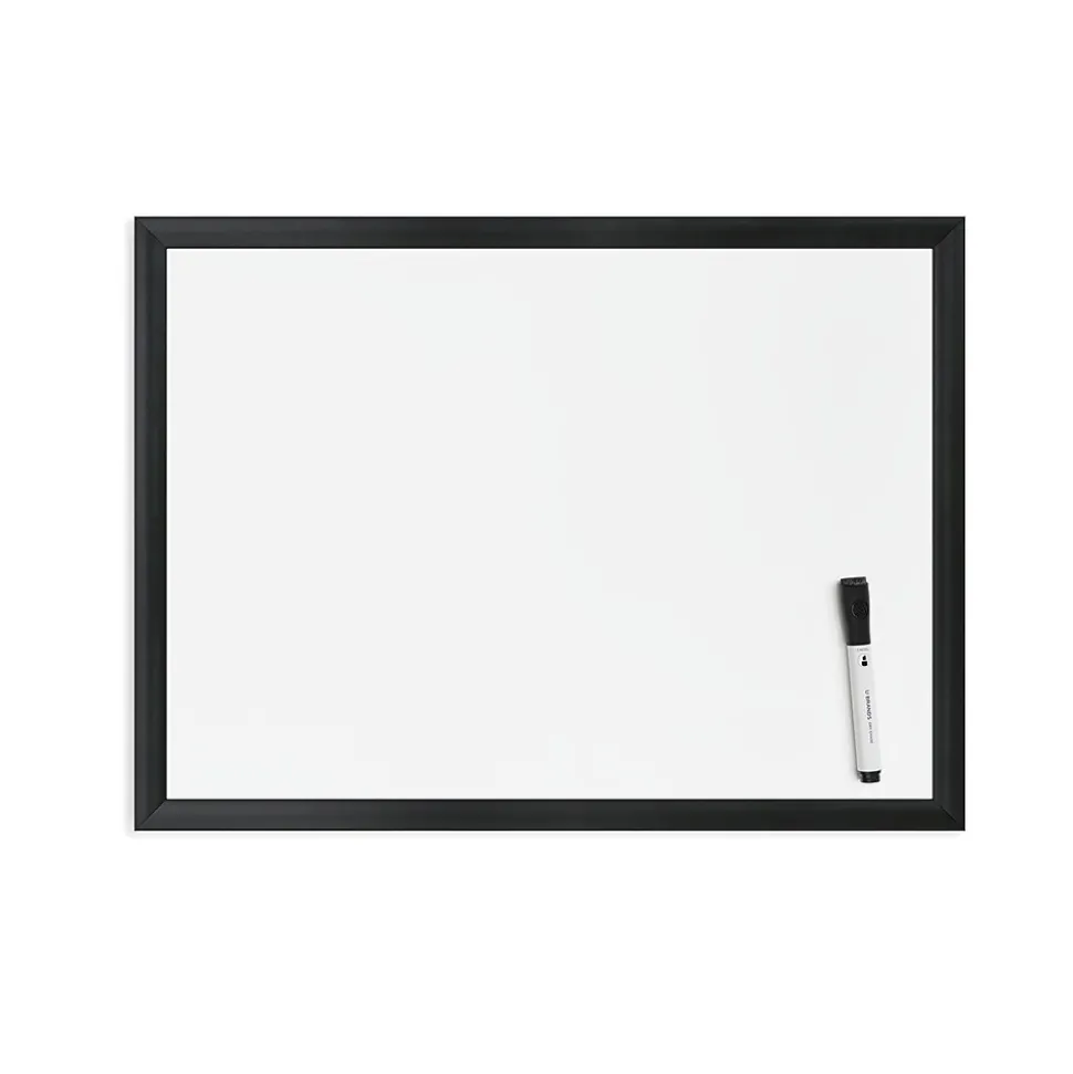 U Brands Magnetic Dry Erase Whiteboard, Black MDF Frame, 23" x 17" (307U00-01)