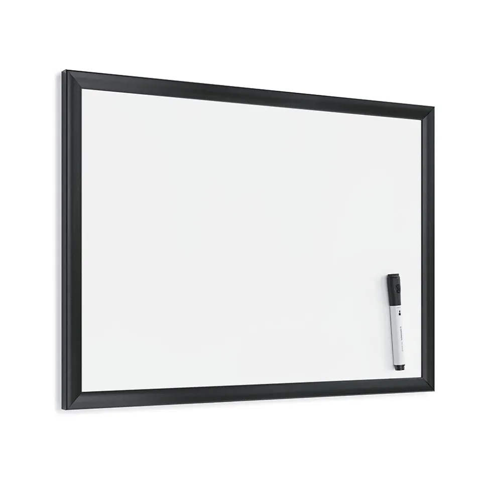 U Brands Magnetic Dry Erase Whiteboard, Black MDF Frame, 23" x 17" (307U00-01)