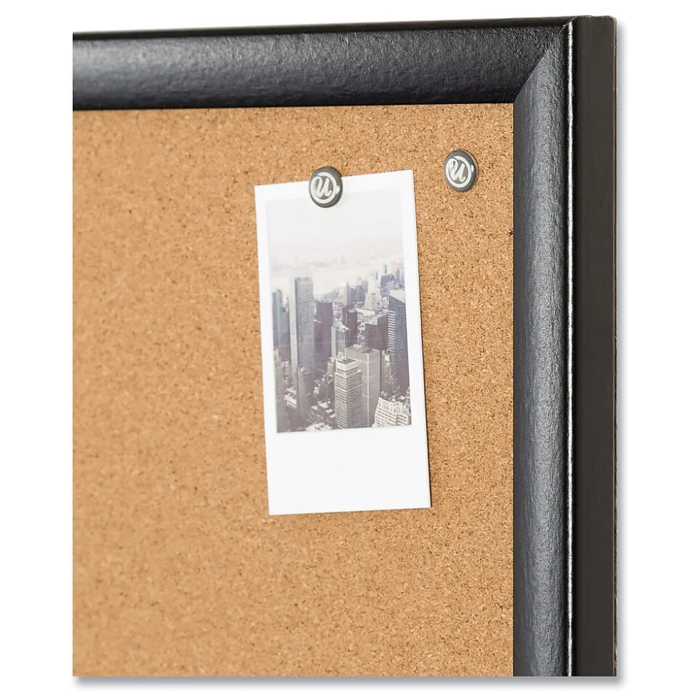 U Brands Self-Healing Cork Bulletin Board, 35" x 23", Black Finish (00301AANNN)