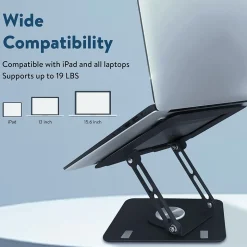 Uncaged Ergonomics 10.2" x 10" Metal Swivel Laptop Stand 2.0, Black (SLS-Black)