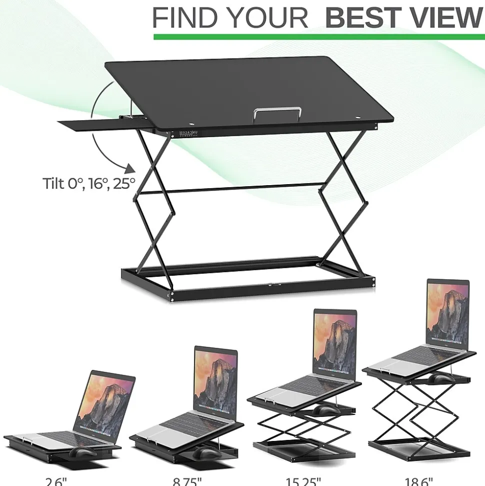 Uncaged Ergonomics CD4 16.25" x 12.25" Metal Laptop Stand, Black (CD4-b)