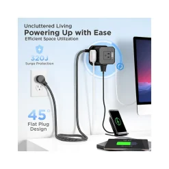 Uncaged Ergonomics Cube 5-Outlet 4-USB Port Surge Protector, 10', Black (PC-b-c)