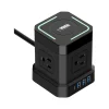 Uncaged Ergonomics Cube 4-Outlet 4-USB Port Surge Protector, 10', Black (WC-10-b)