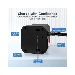 Uncaged Ergonomics Cube 4-Outlet 4-USB Port Surge Protector, 10', Black (WC-10-b)