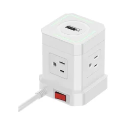 Uncaged Ergonomics Cube 4-Outlet 4-USB Port Surge Protector, 10', White (WC-10-w)