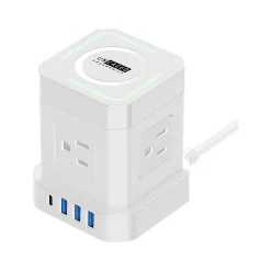 Uncaged Ergonomics Cube 4-Outlet 4-USB Port Surge Protector, 10', White (WC-10-w)