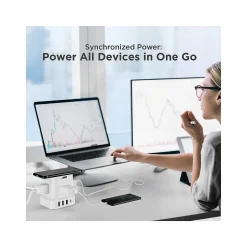 Uncaged Ergonomics Cube 4-Outlet 4-USB Port Surge Protector, 10', White (WC-10-w)