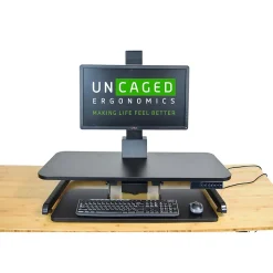 Uncaged Ergonomics Electric Standing Desk Conversion Powered Sit to Stand Converter, Black (ESDC-b)