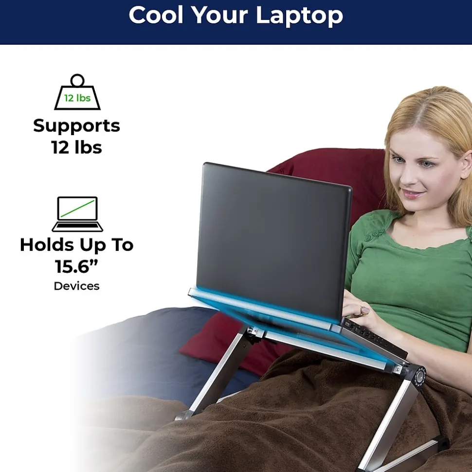 Uncaged Ergonomics WorkEZ Ergonomic Laptop Cooling Stand, Light Silver (WELS)