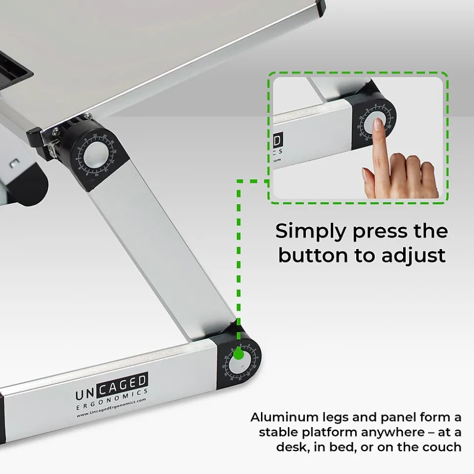 Uncaged Ergonomics WorkEZ Ergonomic Laptop Cooling Stand, Light Silver (WELS)
