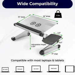 Uncaged Ergonomics WorkEZ Cool Laptop Riser, 18 x 11”, Silver (WECs)