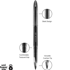 uni AIR Porous Point Pens, Medium Point, 0.7mm, Black, Black Ink, 12/Pack (1927631)