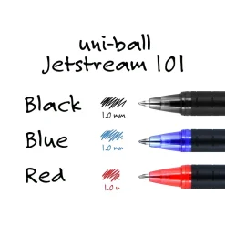 uni Jetstream 101 Ballpoint Pens, Medium Point, 1.0mm, Black Ink, Dozen (1768011)