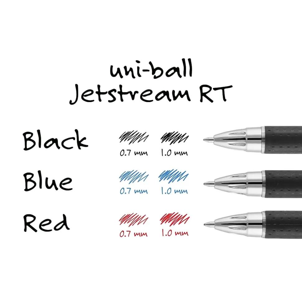 uni Jetstream RT Retractable Ballpoint Pen, Medium Point, 1.0mm, Red Ink, Dozen (73834)