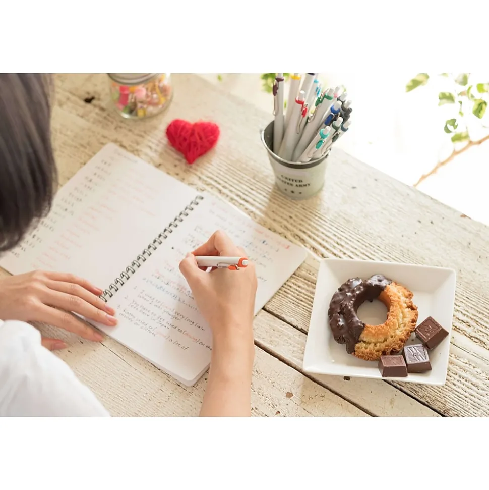 uni one Retractable Gel Pens, Medium Point, 0.7mm, Black/Blue Ink, 5/Pack (70380)