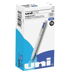 uni one Retractable Gel Pens, Medium Point, 0.7mm, Blue Ink, Dozen (70363)