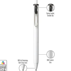 uni one Retractable Gel Pens, Medium Point, 0.7mm, Black Ink, Dozen (70362)