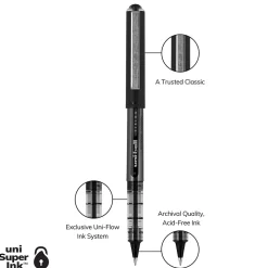Uni Vision Rollerball Pen,Micro Point, Black Ink, Dozen (60106)