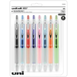 uniball 207 Fashion Retractable Gel Pens, Medium Point, 0.7mm, Assorted Ink, 8/Pack (1739929)