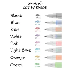 uniball 207 Fashion Retractable Gel Pens, Medium Point, 0.7mm, Assorted Ink, 8/Pack (1739929)