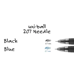 uniball 207 Needle Retractable Gel Pens, Medium Point, 0.7mm, Black Ink, Dozen (1736097)