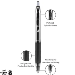 uniball 207 Needle Retractable Gel Pens, Medium Point, 0.7mm, Black Ink, Dozen (1736097)
