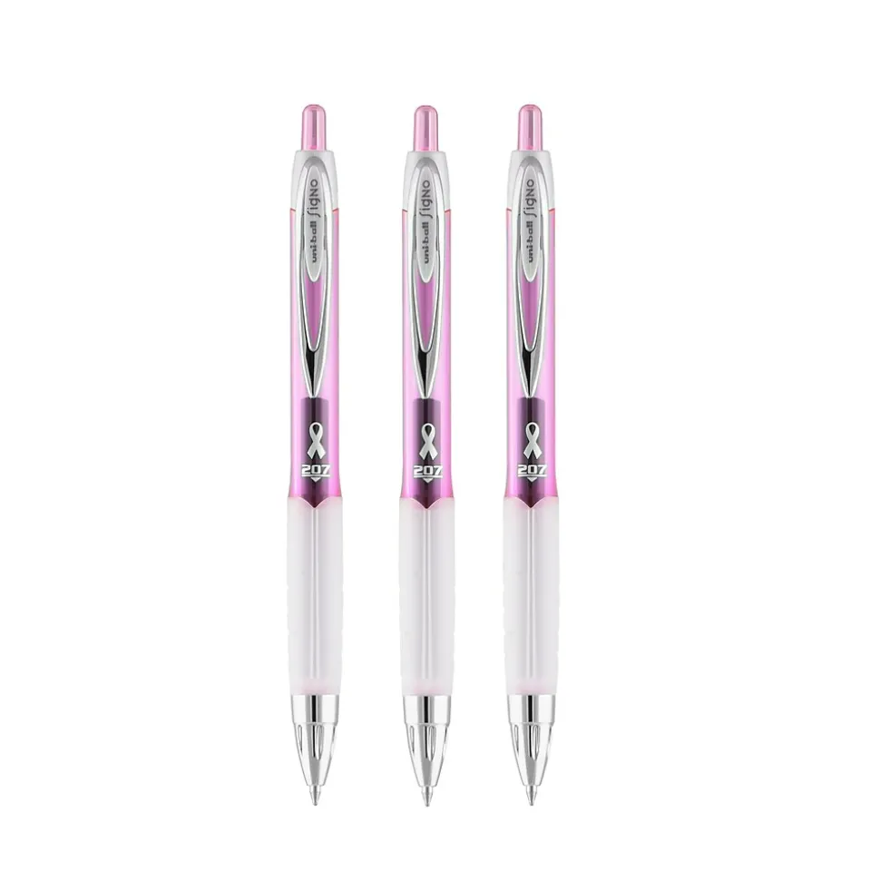 uniball 207 Pink Ribbon Retractable Gel Pens, Medium Point, 0.7mm, Black, 2/Pack (1745148)
