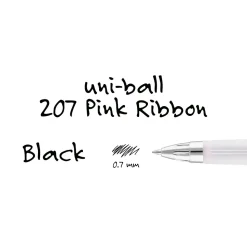 uniball 207 Pink Ribbon Retractable Gel Pens, Medium Point, 0.7mm, Black Ink, Dozen (1745267)